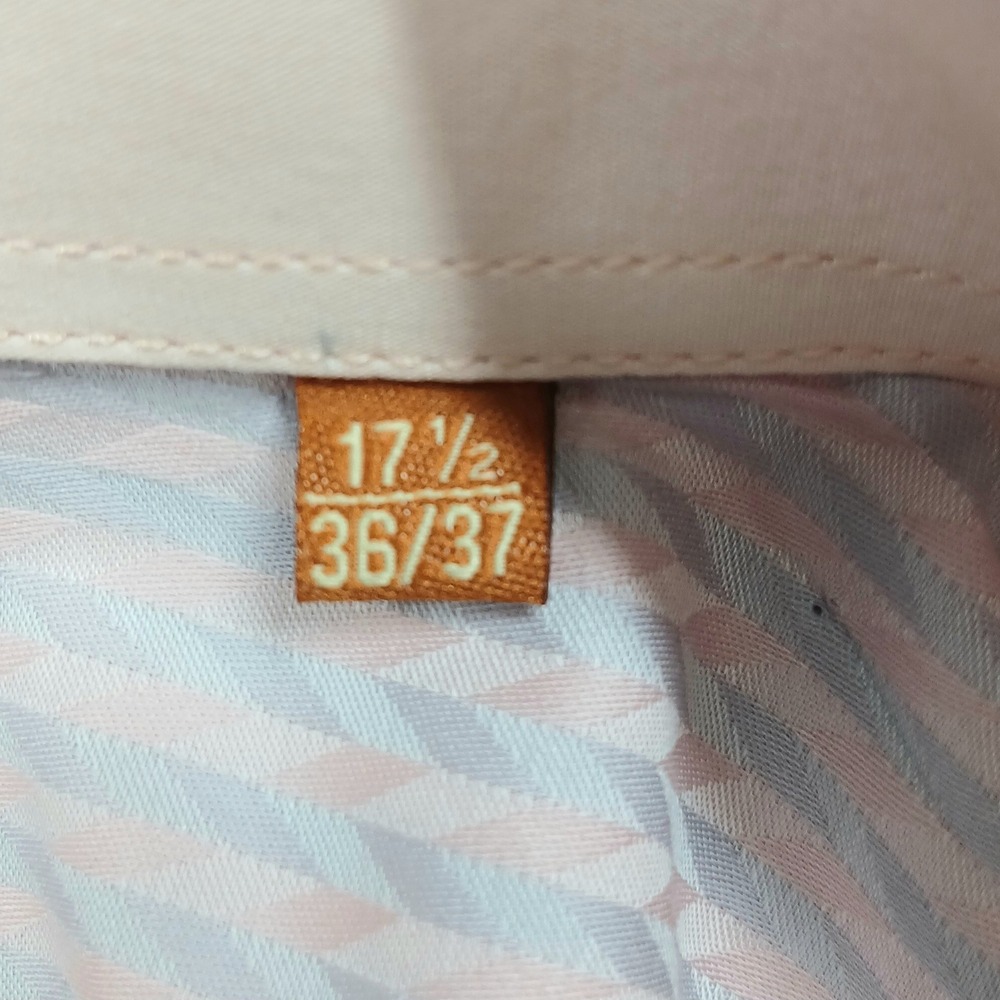 Steven Land Dress Shirt Men's 17.5 Pink Stripe Contrast Cuff - Picture 5 of 10